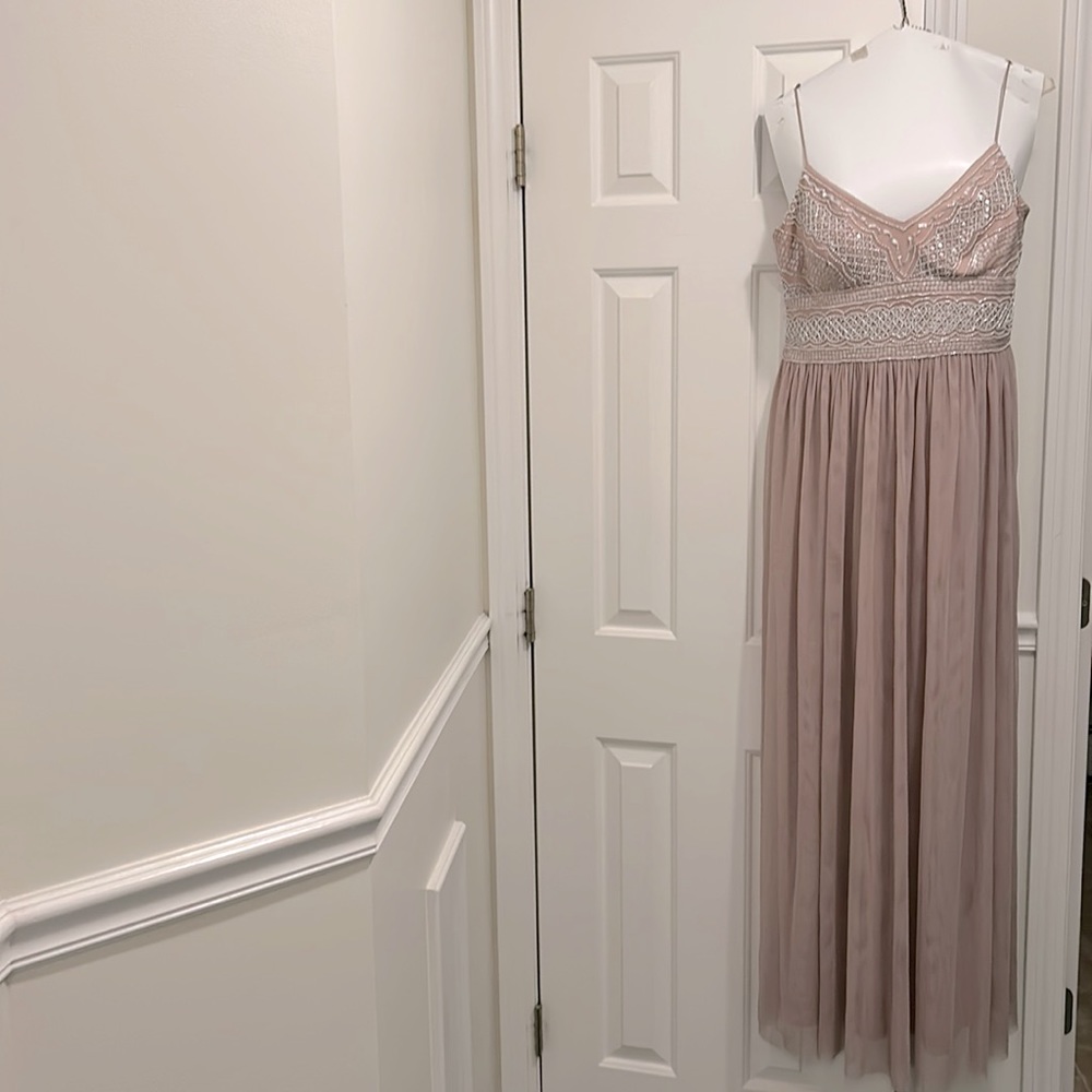 Adriana Papell full-length dress with beaded top from BHLDN